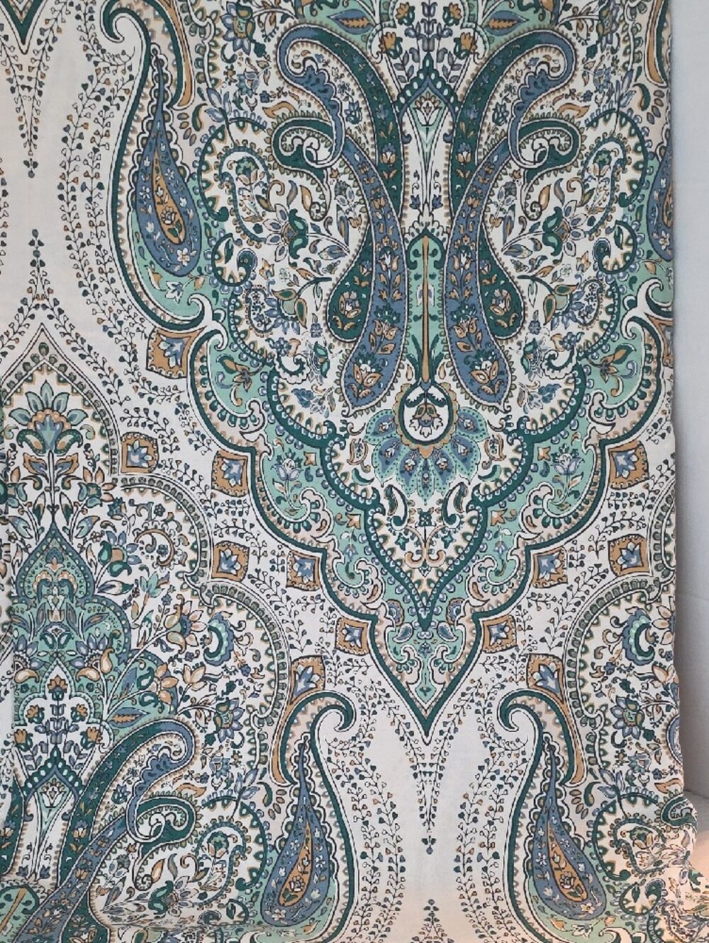 Indigo Collection Teal Blue Tan Paisley Boho Cotton Full Duvet Cover - Picture 6 of 8